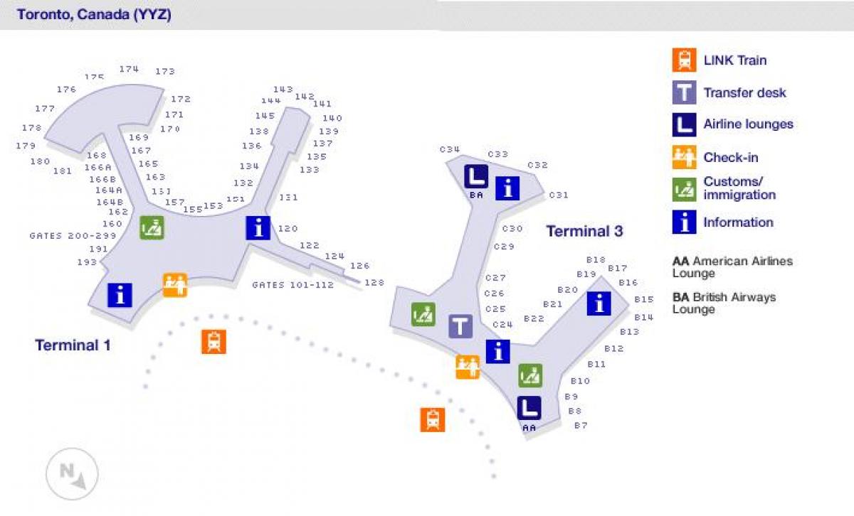 แผนที่ของโตรอนโตสนามบินประตู
