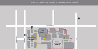 แผนที่ของแรกแคนาดาที่โตรอนโตจอดรถ