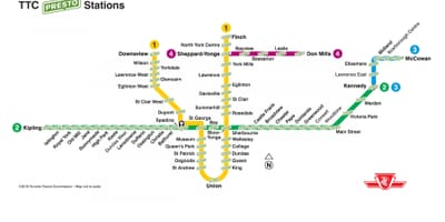 แผนที่ของทันใดนั้นเองสถานี TTC