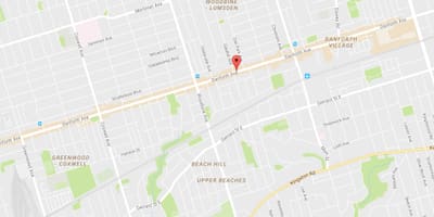 แผนที่ของทางตะวันออก Danforth เฝ้าระวังโตรอนโต