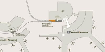 แผนที่ของสนามบินเพียร์สันสถานีรถไฟ