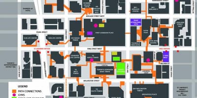 แผนที่ของเส้นทางโตรอนโตนในเมือง Pedestrian Walkway