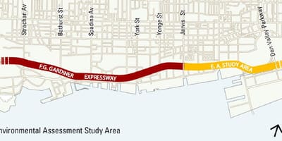 แผนที่โตรอนโตของการ์ดิเนอร์ครั expressway