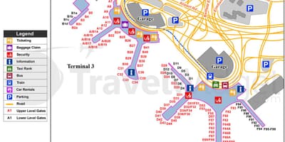 แผนที่ของโตรอนโตเพียร์สันระหว่างประเทศสนามบิน