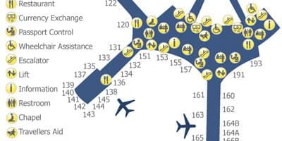 แผนที่ของโตรอนโตเพียร์สันสนามบินเทอร์มินัล 1