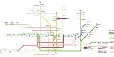 แผนที่ของโตรอนโตไปรถไฟ