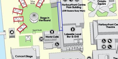 แผนที่ของโตรอนโต Harbourfront ศูนย์กลาง