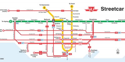 แผนที่โตรอนโตของ streetcar