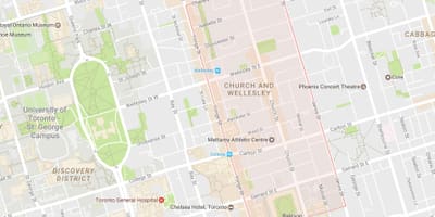 แผนที่ของโบสถ์และ Wellesley เฝ้าระวังโตรอนโต