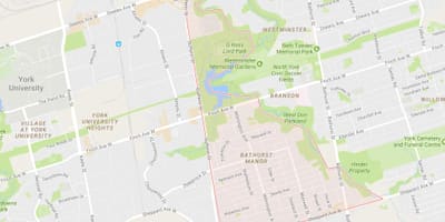 แผนที่ของ Bathurst คฤหาสน์เฝ้าระวังโตรอนโต