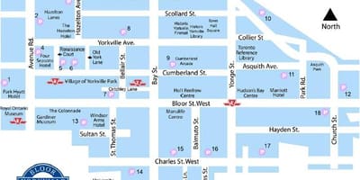 แผนที่ของ Bloor Yorkville รถไฟใต้ดิน