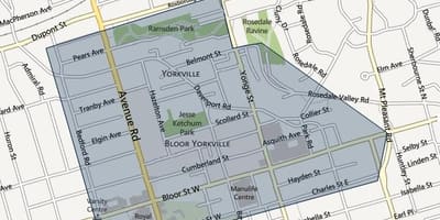 แผนที่ของ Bloor Yorkville