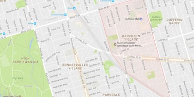 แผนที่ของ Brockton หมู่บ้านละแวกนี้โตรอนโต