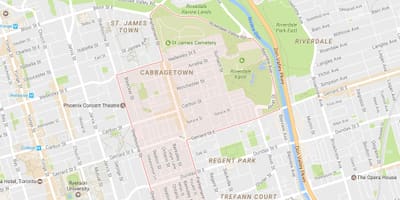 แผนที่ของ Cabbagetown เฝ้าระวังโตรอนโต