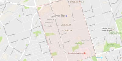แผนที่ของ Clairlea เฝ้าระวังโตรอนโต
