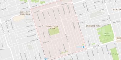 แผนที่ของ Dovercourt วนสาธารณะเฝ้าระวังโตรอนโต
