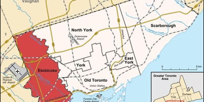 แผนที่ของ Etobicoke เขตโตรอนโต