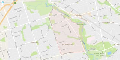 แผนที่ของ Humber ไฮ–Westmount เฝ้าระวังโตรอนโต