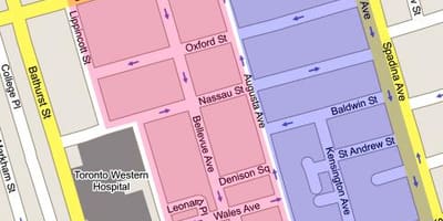 แผนที่ของ Kensington ตลาดกลางเมืองโตรอนโต