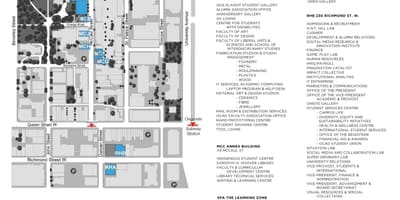 แผนที่ของ OCAD มหาวิทยาลัยโตรอนโต