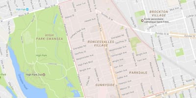 แผนที่ของ Roncesvalles เฝ้าระวังโตรอนโต