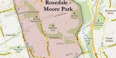 แผนที่ของ Rosedale มัวร์สวนโตรอนโต