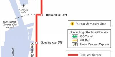 แผนที่ของ streetcar เส้น 509 Harbourfront