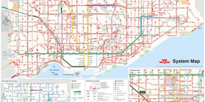แผนที่ของ TTC เส้นทางรถบัส