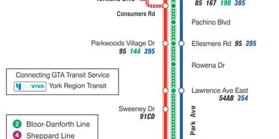 แผนที่ของ TTC 24 วิคตอเรียสวนเส้นทางรถบัสโตรอนโต