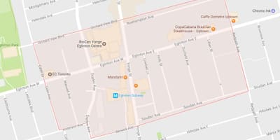 แผนที่ของ Yonge และ Eglinton เฝ้าระวังโตรอนโต