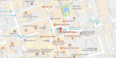 แผนที่ของ Yonge-Dundas สโตรอนโต