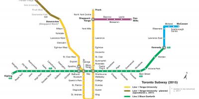 แผนที่ของรถไฟใต้ดินโตรอนโต