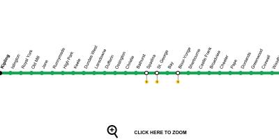 แผนที่ของโตรอนโตรถไฟใต้ดินสาย 2 Bloor-Danforth