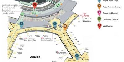 แผนที่ของโตรอนโตเพียร์สันระหว่างประเทศสนามบิน arrivals เทอร์มินัล